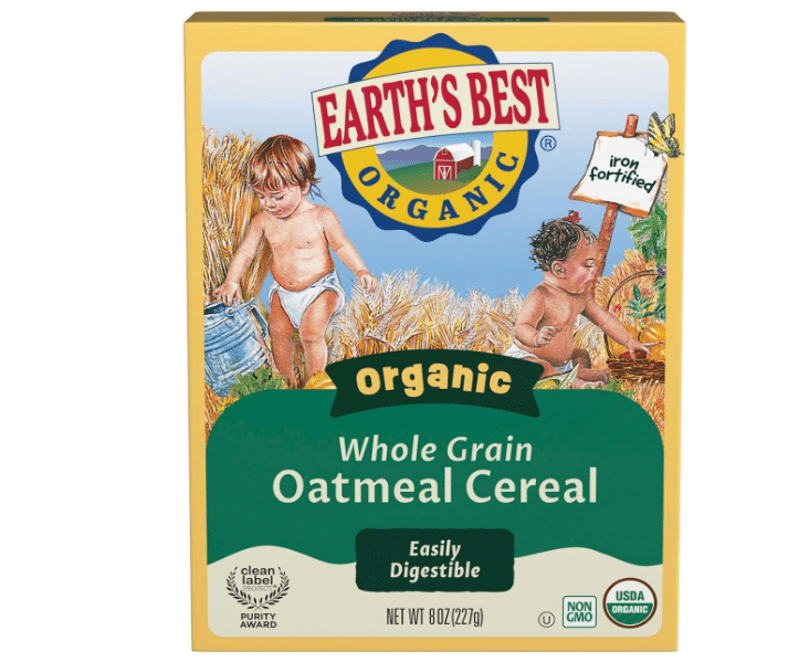 Earth's Best Organic Whole Grain Oatmeal Cereal 8 Oz (Pack of 6)