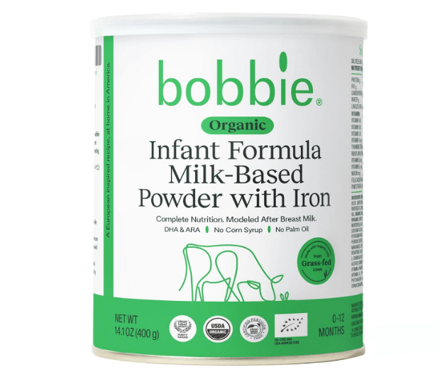 Bobbie Organic Baby Formula, Milk Based Powder with Iron, DHA and Vitamin D, Modeled After Breast Milk, Organic Baby Formula for Newborn to 12 Months Old Infant, 14.1 oz, 1 Pack