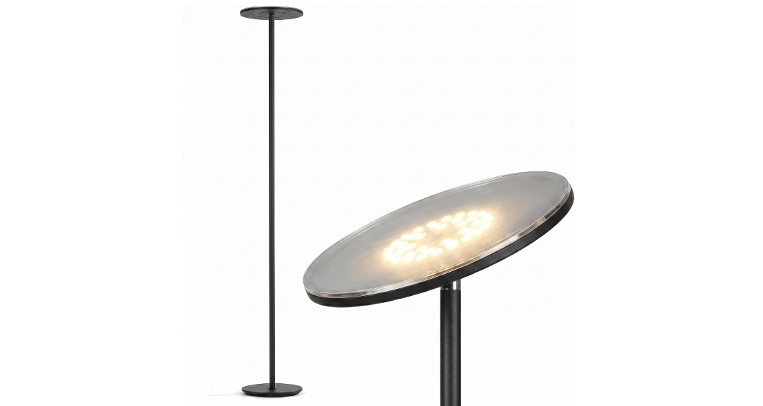 Brightech Sky LED Floor lamp, Torchiere Super Bright Floor Lamp for Living Room Decor & Office - Dimmable, Tall Standing Torch Lamp with Warm Light for... 