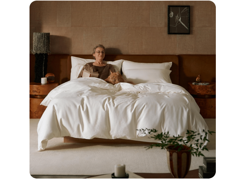 Bedsure PureWoven 100% Organic Cotton Queen Duvet Cover Set, Ivory