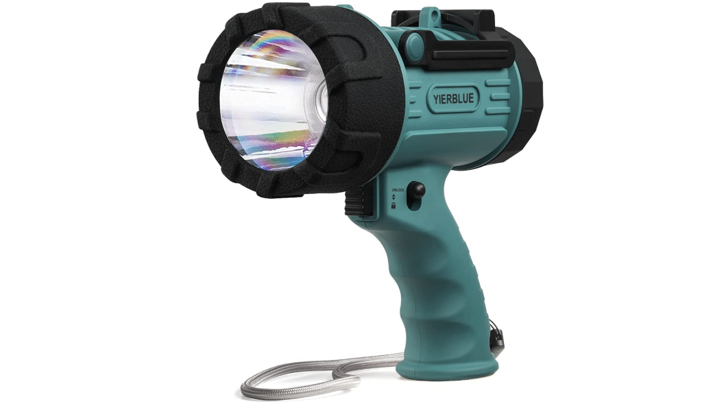 YIERBLUE Rechargeable Spotlight, Super Bright High Lumen LED IP67 Waterproof Handheld Spotlight Long Lasting Large Flashlight Searchlight with Detachable...
