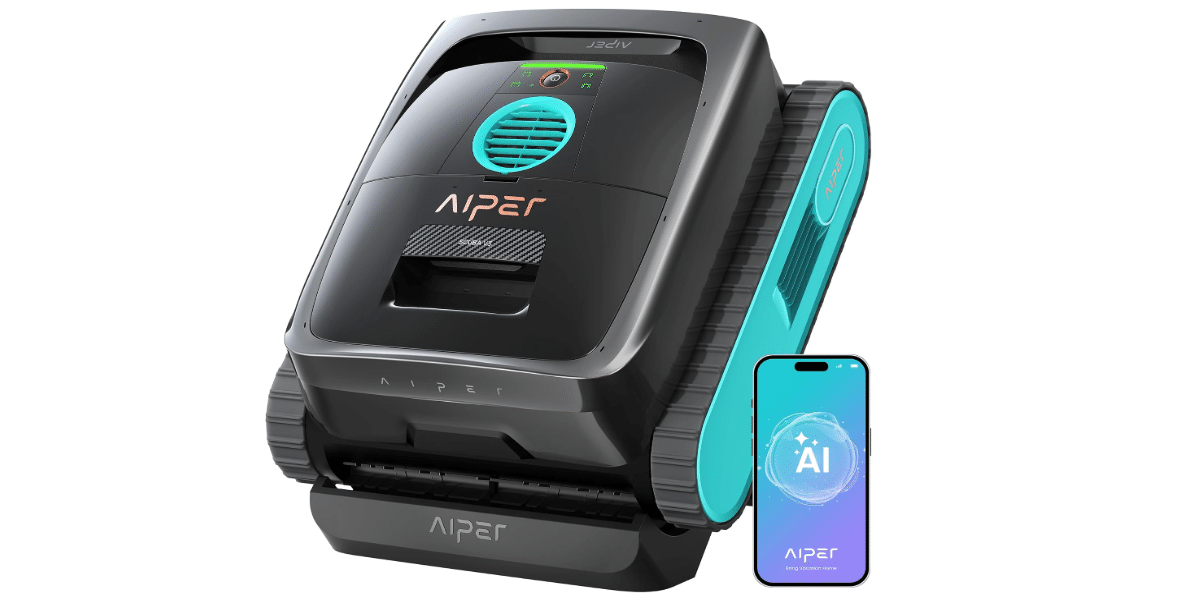 AIPER AI Vision Cordless Pool Robot, Include Wireless Charging Dock, Azure | 10x Faster Pool Cleaning with AI Patrol, 24/7 Auto Cleaning, Smart Waterline...
