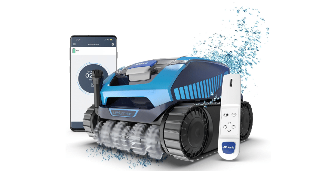 Polaris Freedom Plus Cordless Robotic Pool Cleaner for In-Ground Pools up | Cleans In-Ground Pools up to 50ft; Includes Outdoor Charging Caddy and Remote...
