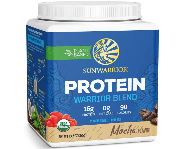 Sunwarrior Organic Unflavored Warrior Blend Performance Protein, 30 OZ (15 Servings (Pack of 1), Mocha)
