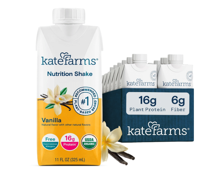 KATE FARMS Organic Nutrition Shake, Vanilla, 16g Protein, 12 Pack
