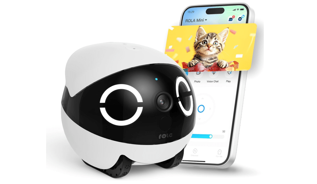 Enabot EBO ROLA Mini Pet Camera Robot: Mobile Pet Companion with 2K Camera | Remote Family/Pet Care, Whole-Home Mobility, Two-Way Talk, Night Vision, Long...
