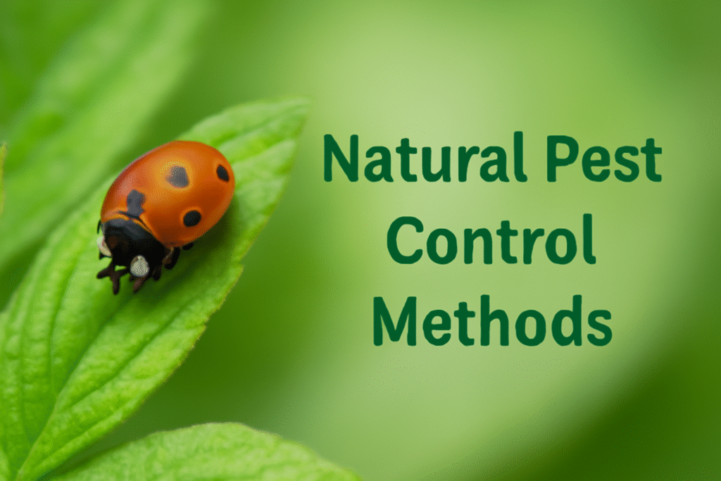 Natural Pest Control Methods with a ladybug on a green leaf