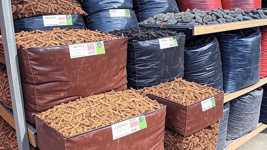 Various types of mulch with price tags showing different costs per yard based on material type, quality, and location