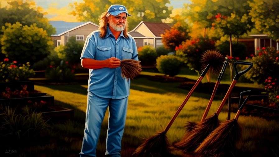  “Person choosing the right mulcher for a large yard, with various mulching tools displayed.” 