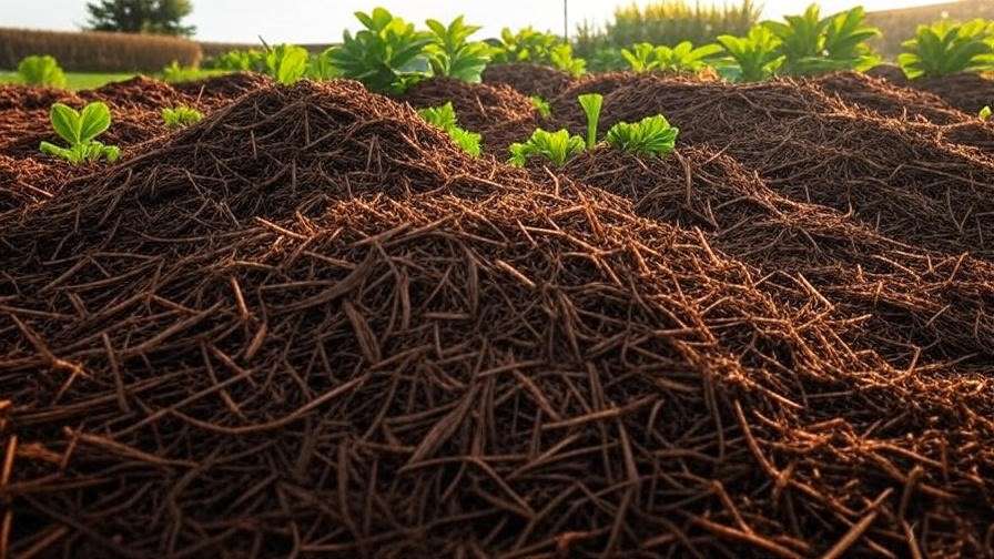 “Over-mulching mistake: Thick layer of mulch suffocating plants in a garden.” 
