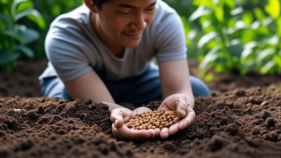  "A gardener planting tamarind seeds into well-draining soil, showing the planting process for a healthy start." 