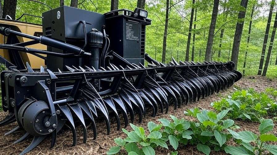 Close-up of forestry mulcher specifications showing horsepower, cutting width, and hydraulic system for land clearing projects."