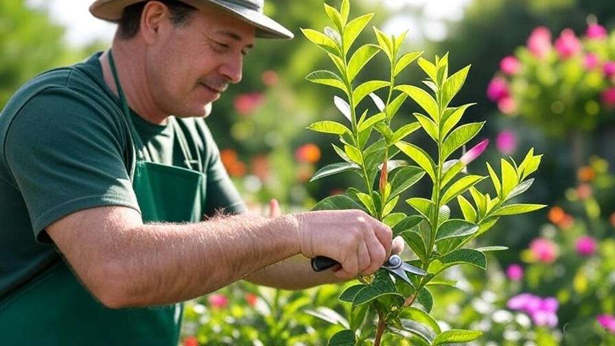 "Pruning a Dipladenia plant to encourage healthy growth and new blooms."