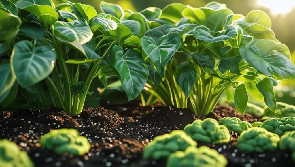 20-20-20 fertilizer applied to plants for balanced growth