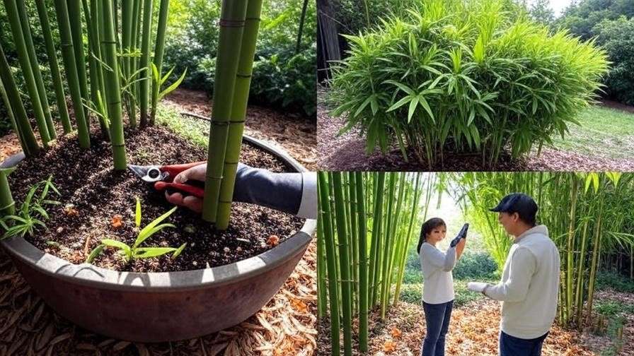 An image of bonsai bamboo plants in different seasons, showing how care changes through the year (e.g., repotting in spring, humidity in summer, etc.).