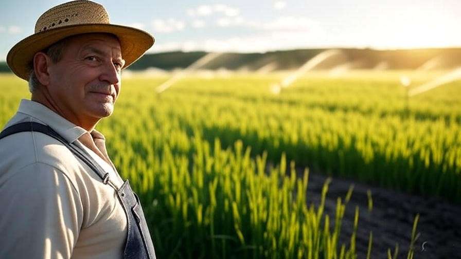 A farmer watering the wheat field or using irrigation systems to ensure proper moisture.
