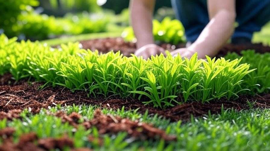 An image of watering or pruning creeping lily turf. 