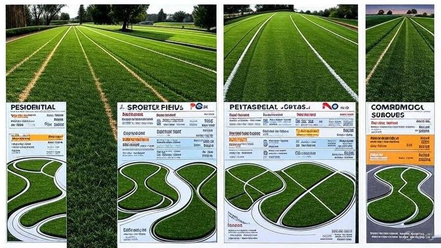 A simple infographic showing a price breakdown for different types of astro turf, including budget, mid-range, and high-end options.