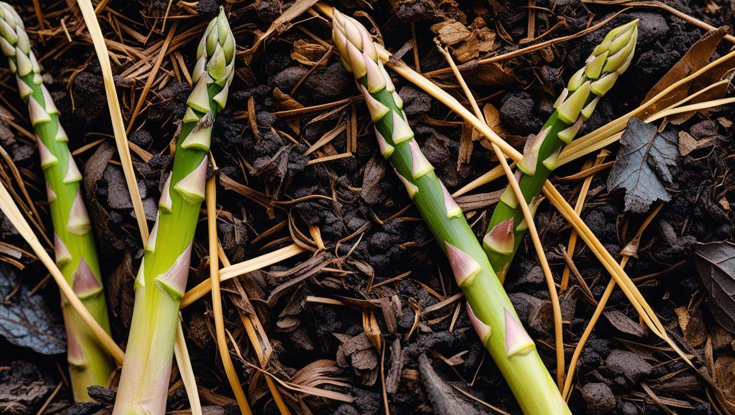 A pile of compost with rich organic materials like straw, leaves, and well-rotted manure, with a focus on texture.