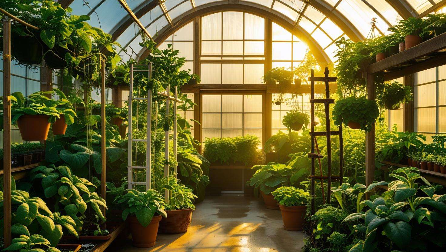 A person cleaning greenhouse windows with a soft cloth, or inspecting the seals and frames of the windows.