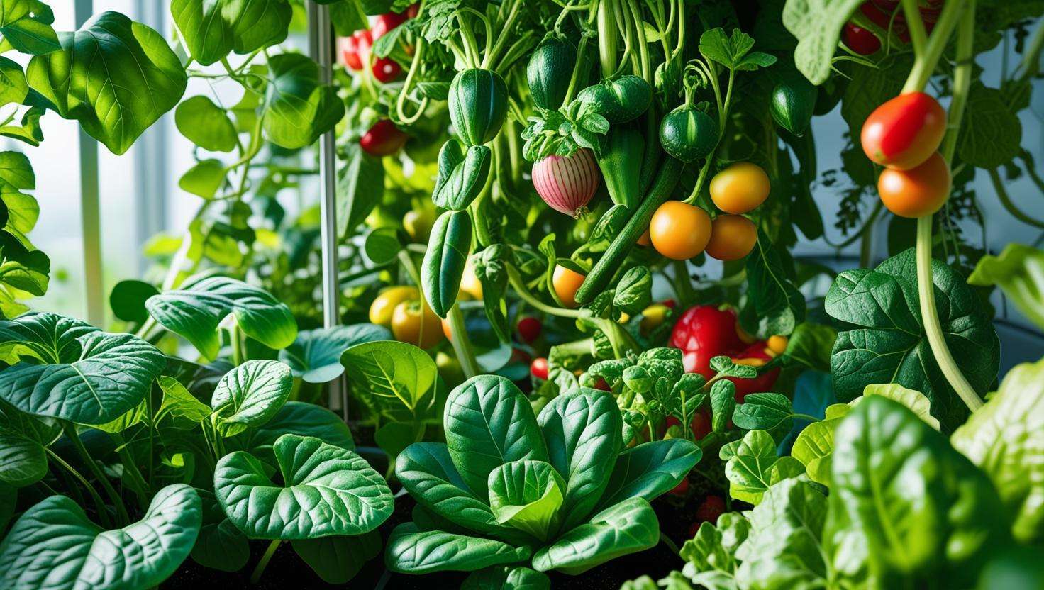A beautiful final shot of a thriving hydroponic garden, with lush plants growing in the system, symbolizing success and achievement.