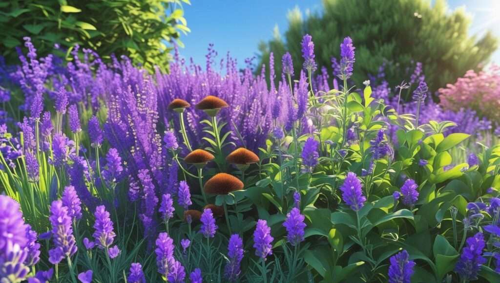 Close-up of lavender flowers in full bloom, showcasing the rich purple petals and delicate details against a sunny background