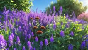 Close-up of lavender flowers in full bloom, showcasing the rich purple petals and delicate details against a sunny background