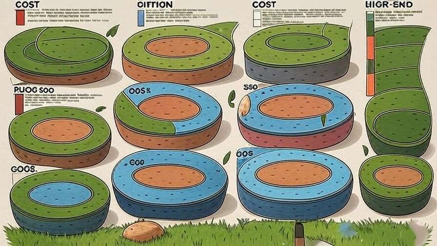 A simple infographic showing a price breakdown for different types of astro turf, including budget, mid-range, and high-end options.