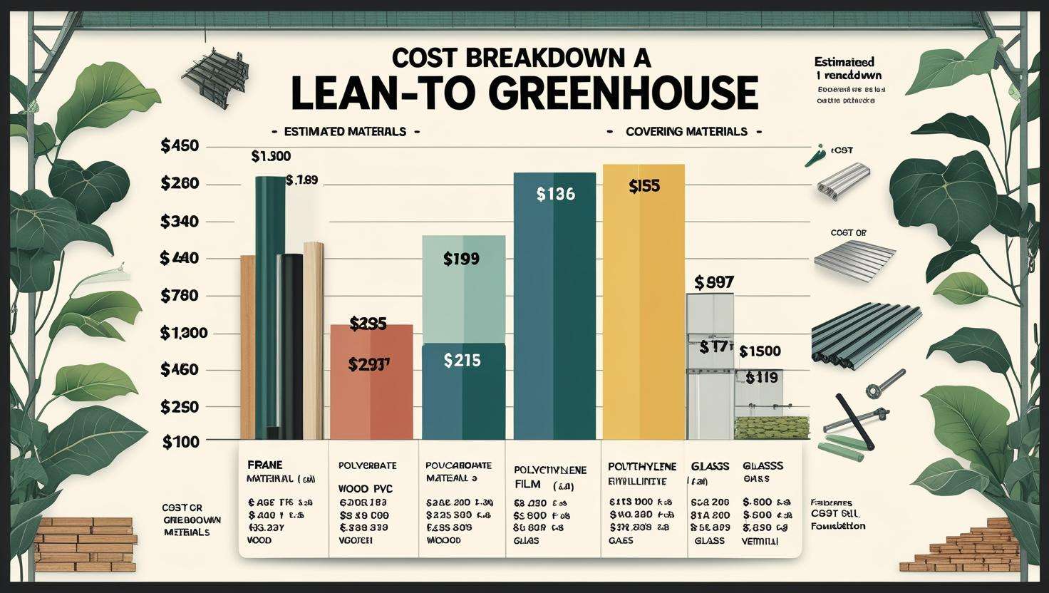 A visual comparison of different materials and estimated costs, such as a table or chart with price ranges for materials.