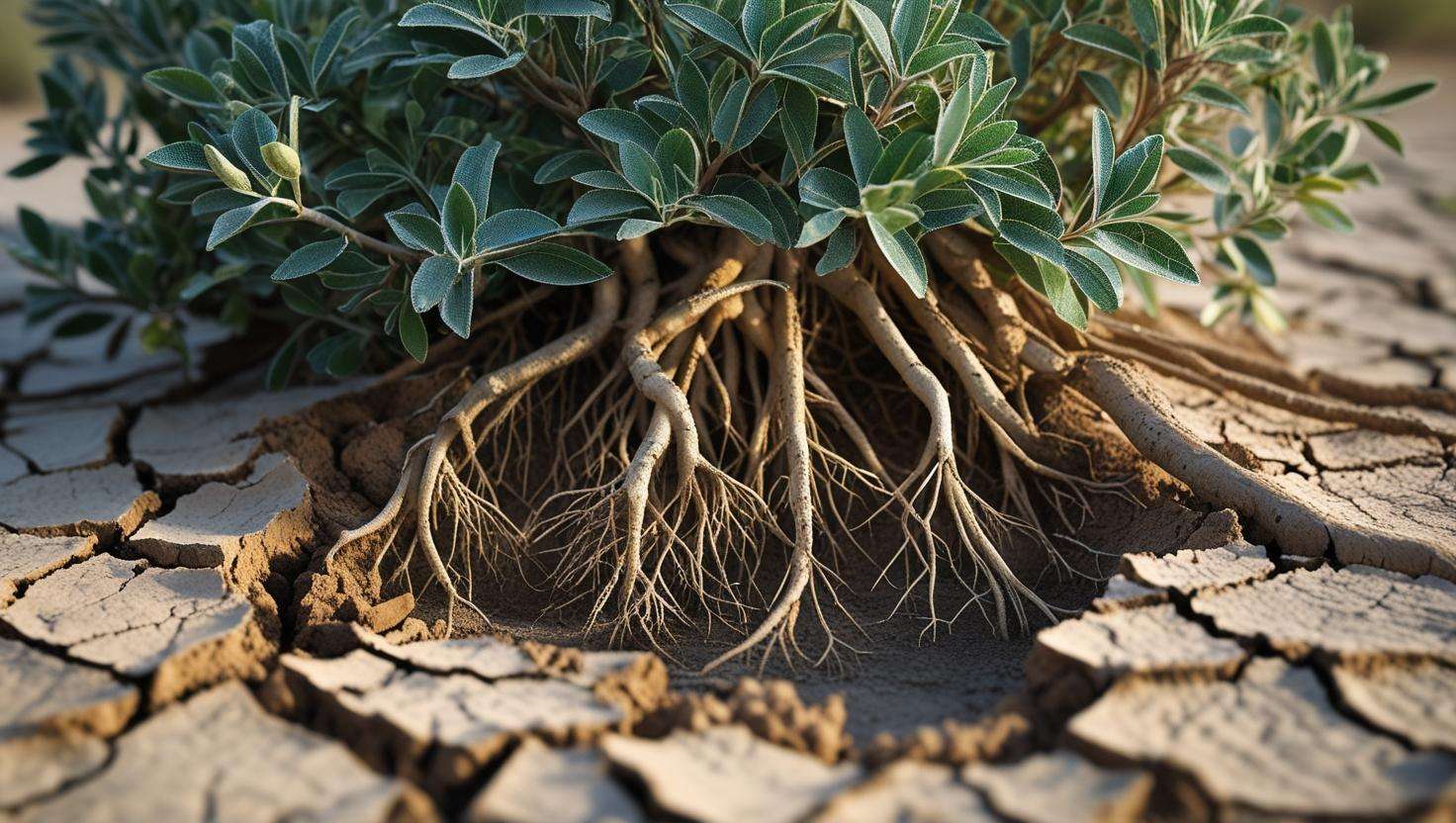 a closeup picture of bush with roots 