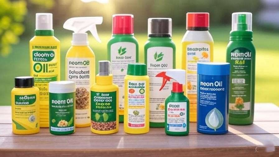 A variety of lawn insecticide products, including chemical, organic, and natural insecticides, placed next to each other with labels like "Best Chemical Option" and "Best Organic Option."