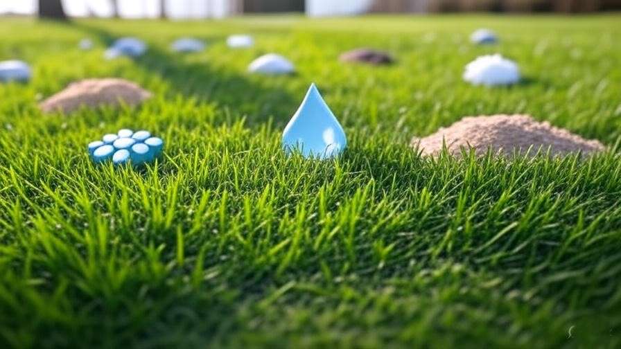 A step-by-step illustration of planting turf seed, including soil preparation, seed sowing, watering, and mowing.