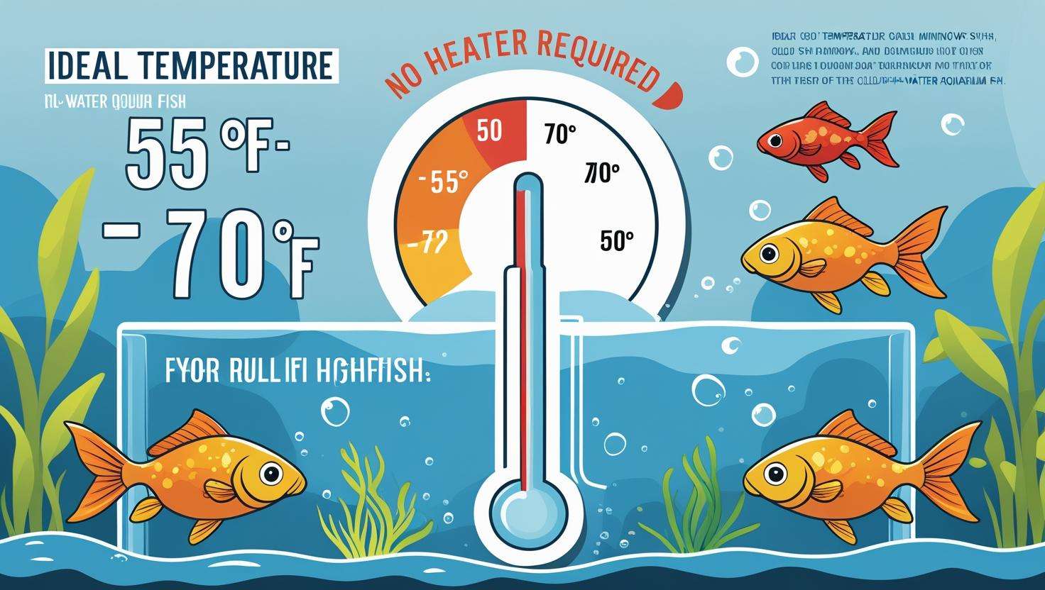  An infographic or diagram explaining the characteristics of cold water fish—ideal temperature range, no need for heaters, and types of fish.