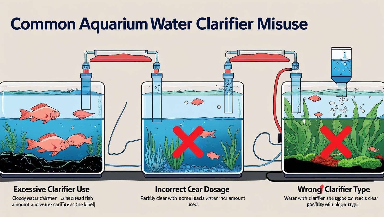 A visual of a person making common mistakes, like overusing clarifiers, not following instructions, and using the wrong type of clarifier.