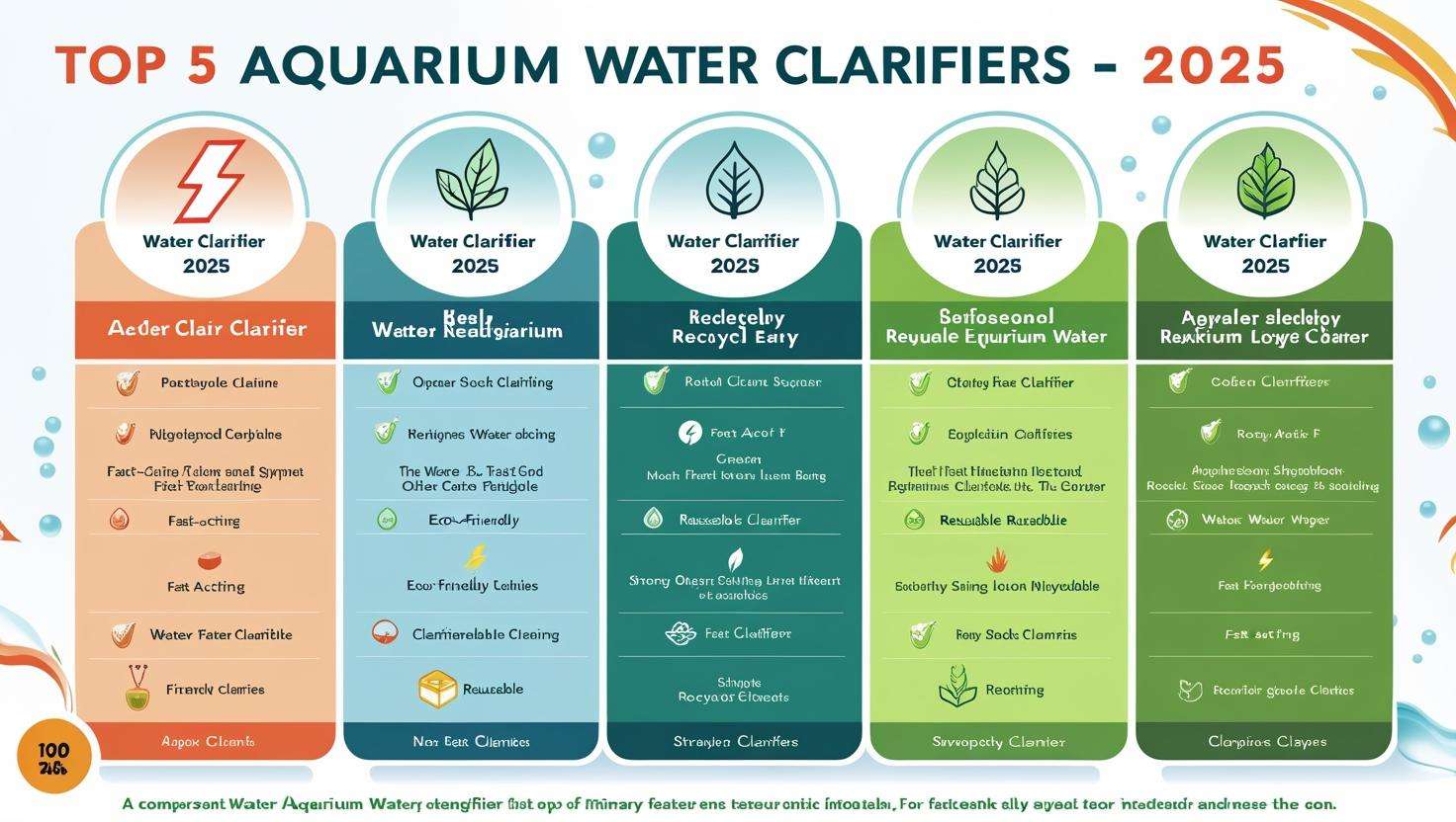 A comparison chart or list of the top 5 aquarium water clarifiers with brief descriptions.