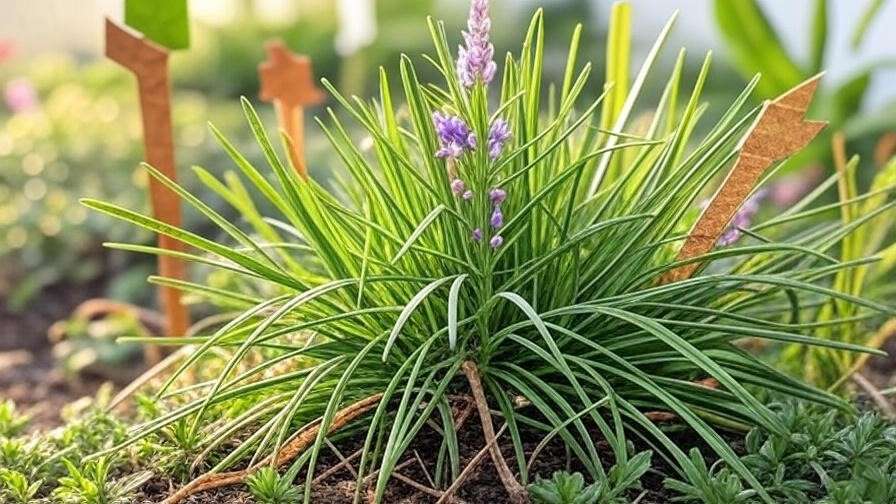  An image of a garden bed covered with creeping lily turf, showing the lush, green, dense ground cover, and a sunny or partially shaded garden with its natural beauty. 