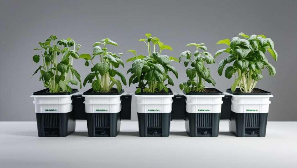 5 Hydroponic Buckets Kit setup with thriving plants and efficient water circulation for healthy growth.