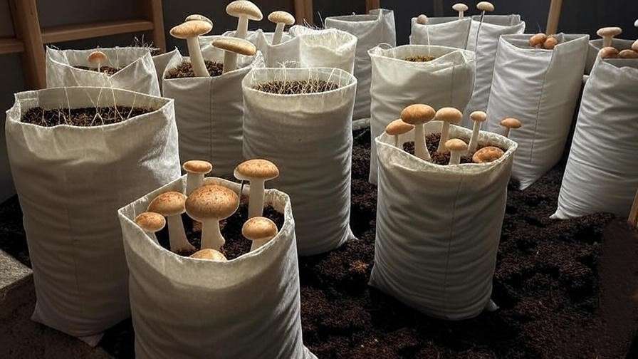 A time-lapse or progression shot of multiple flushes of mushrooms growing over time in the same growing space, demonstrating the aftercare process. 
