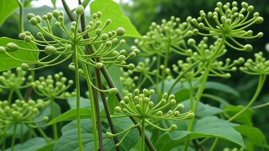  A close-up shot of the loroco plant’s flowers and vines, highlighting the buds before they fully bloom.