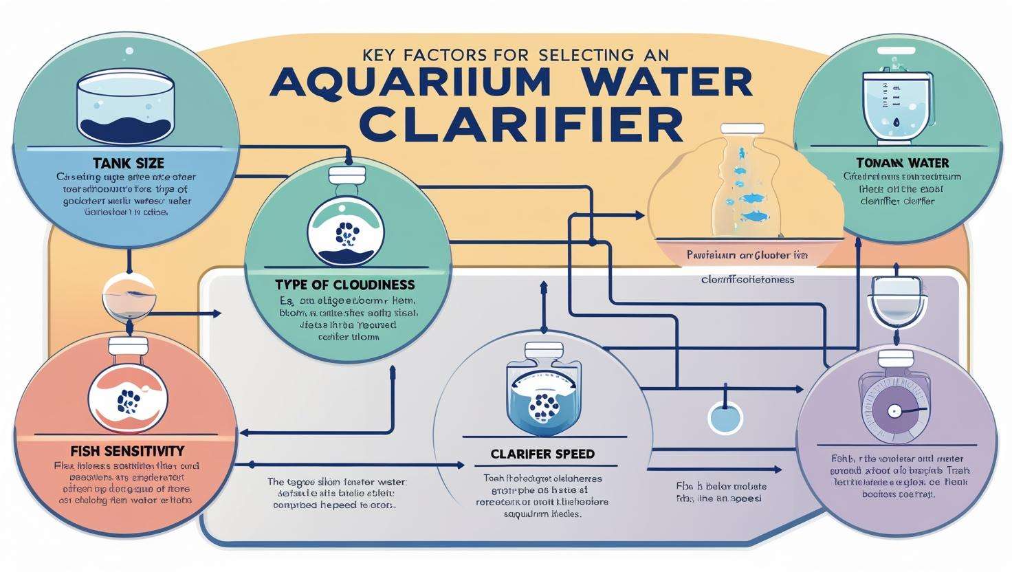 A visual chart showing key factors like tank size, cloudiness type, and fish sensitivity.