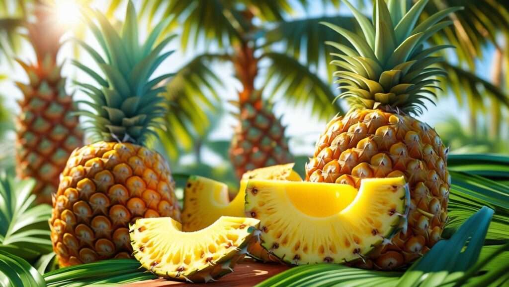 a closeup pic of pineapples