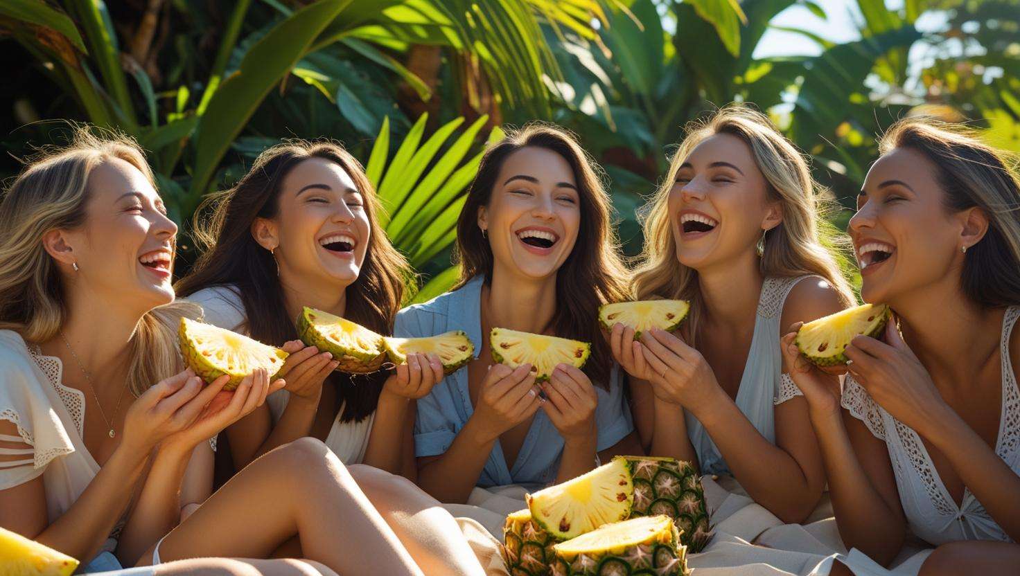 girls enjoying oineapples