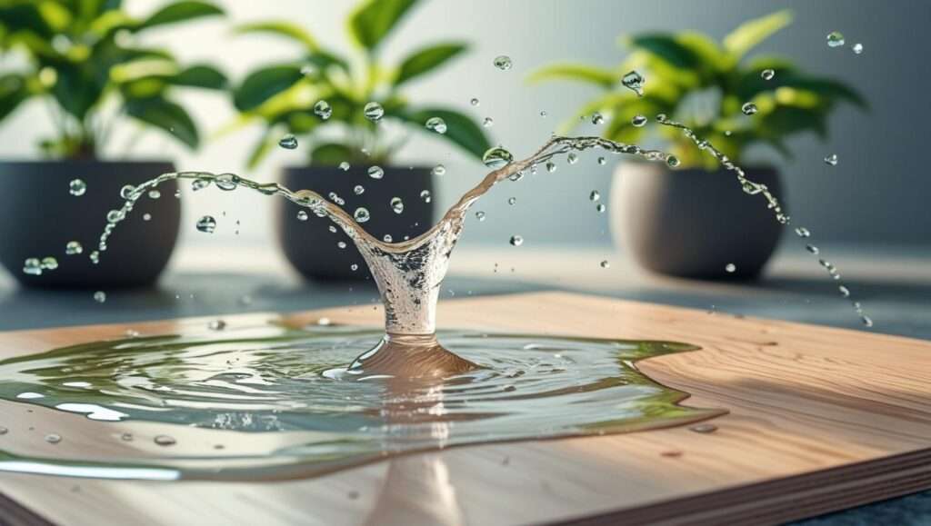 a water flow on plywood