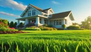 a beautiful house with green grass lawn