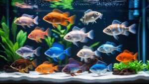 Vibrant Top Cold Water Aquarium Fish swimming in a peaceful, low-maintenance tank with clear water, plants, and decorations, showcasing the beauty of cold water setups.