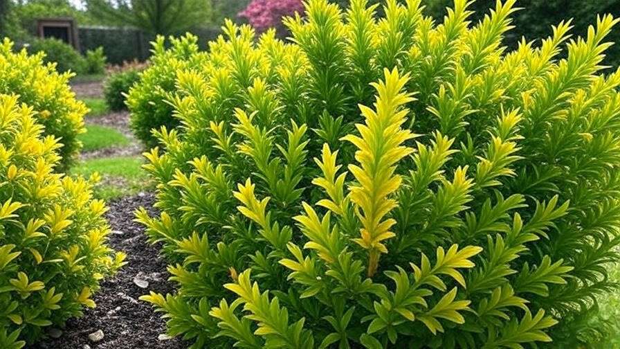 Comparison of overwatered and healthy drought-resistant shrubs in a garden.
