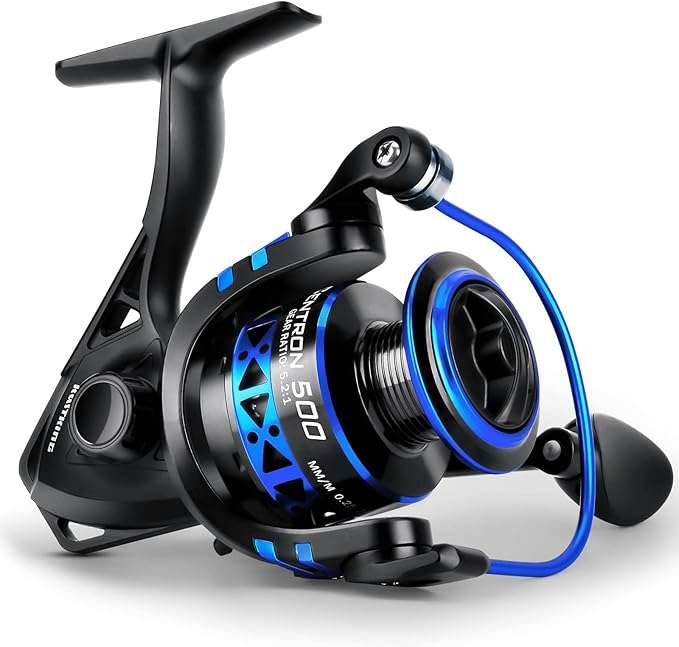 KastKing Centron & Centron Lite Spinning Reels, Size 500 is Perfect for Ice Fishing, Up to 17.5 Max Drag, 5.2:1 Gear Ratio, Ultra Smooth Powerful, CNC Aluminum Spool, 9+1 BB Light Weight
