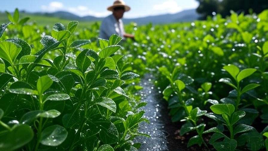 Gingelly plant field with drip irrigation and farmer inspection