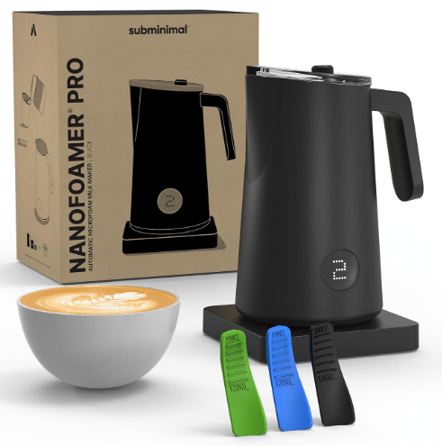 Subminimal NanoFoamer Pro Gen-2 – Revolutionary Hands-Free Microfoam Milk Maker for Cafe-Quality Foam, Coffee Bar Accessories for Dairy & Plant-Based Milk, Perfect Coffee Gifts – US Plug Type
