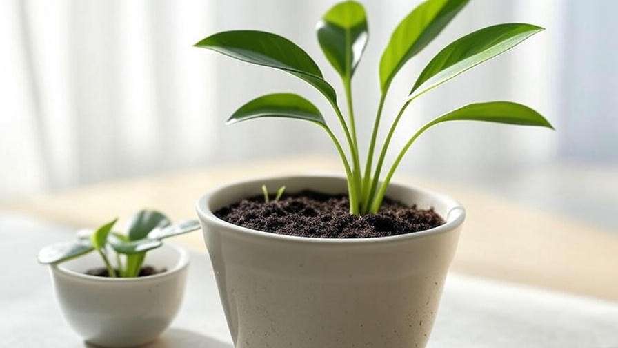 Step-by-step propagation of a Black Dragon Plant showing rhizome division and potted offset.